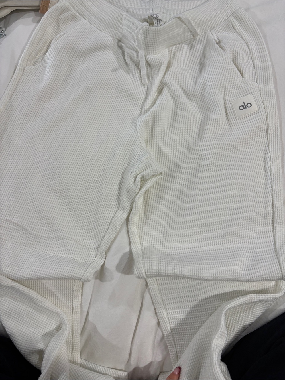 ALO Yoga Cream Waffle Knit Lounge Joggers